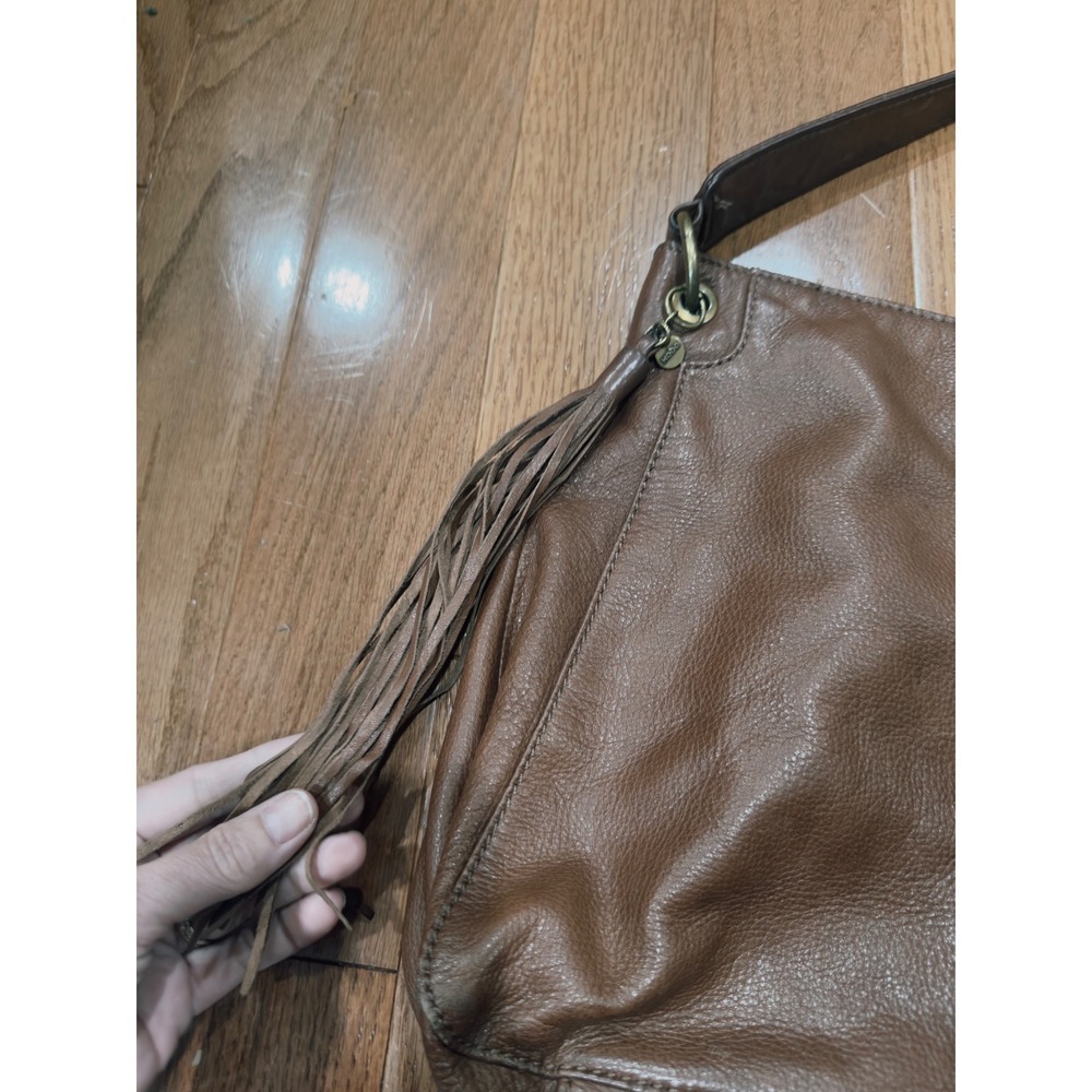 Hobo Brown Pebbled Leather Tassel Boho Shoulder Bag Handbag Brown Festival - Picture 2 of 9